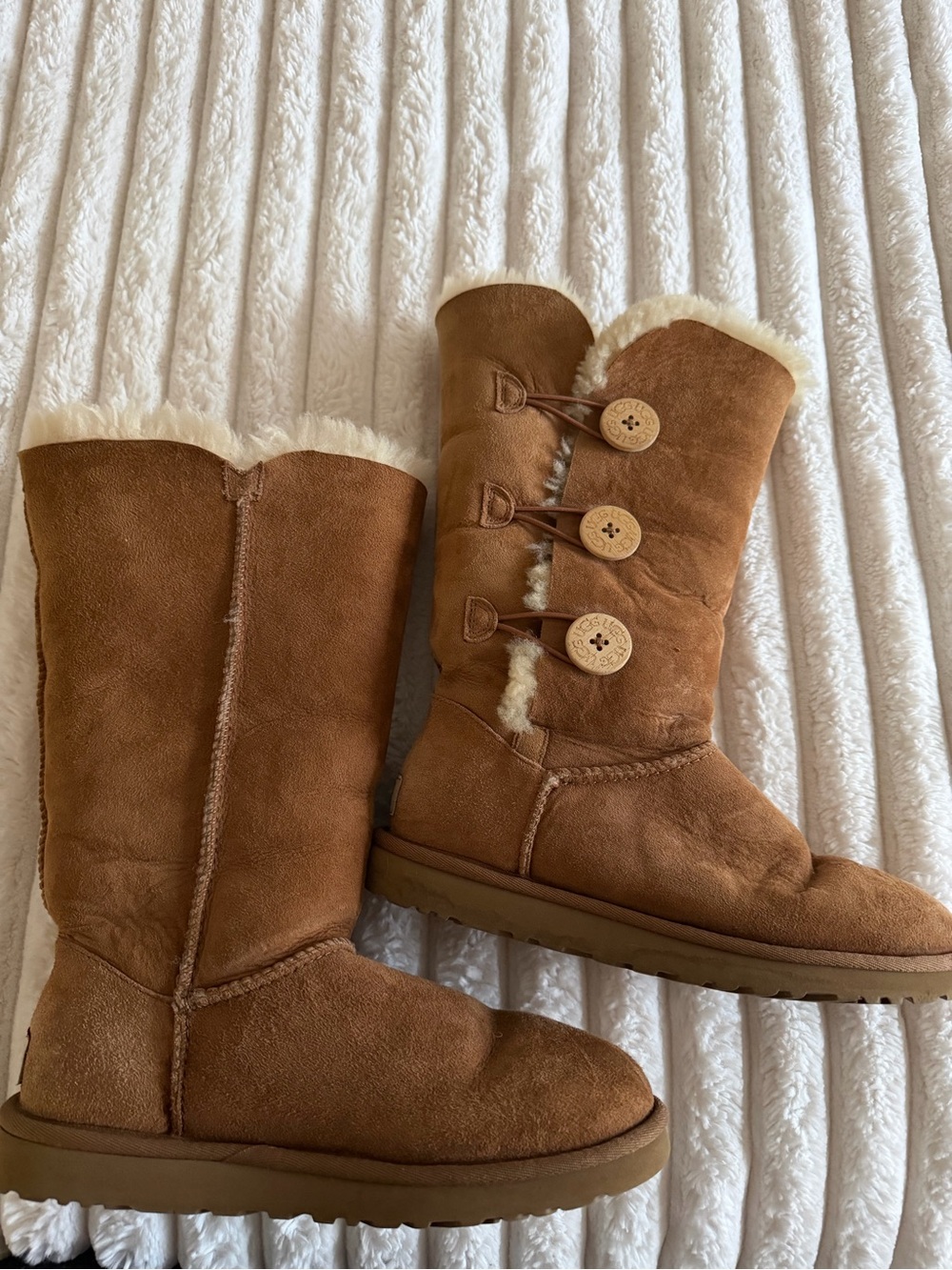 UGG Chestnut Suede Mid-Calf Button Boots
